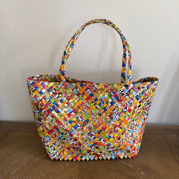 Vintage Style Recycled Wrappers Tote Handbag - Picture 4 of 6